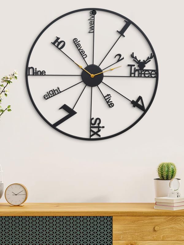 Nordic Black Deer Metal Wall Clock