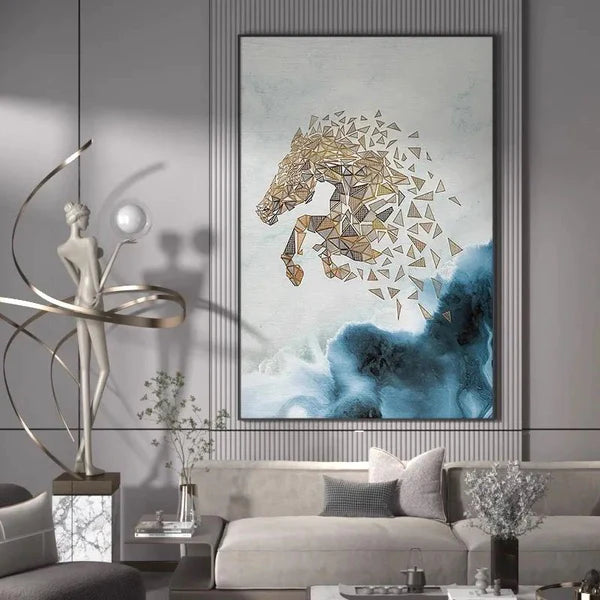 White Horse Crystal Glass Painting [36x24 Inch]