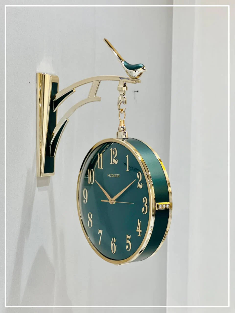 Luxury Green Bird Double Sided Retro Wall Clock