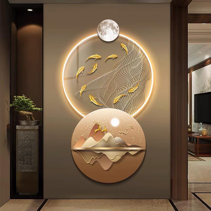 Premium Fish Crystal Glass Painting With LED Light For Wall Decor [32x