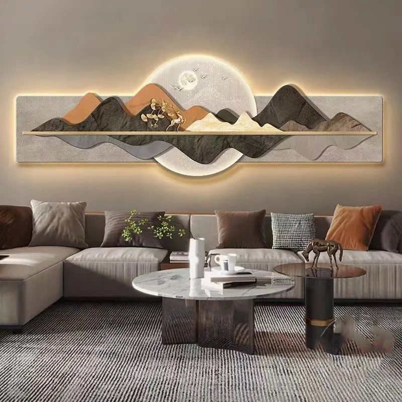 Premium Landscape Crystal Glass Painting With LED Light For Wall Decor [63x24 Inch]