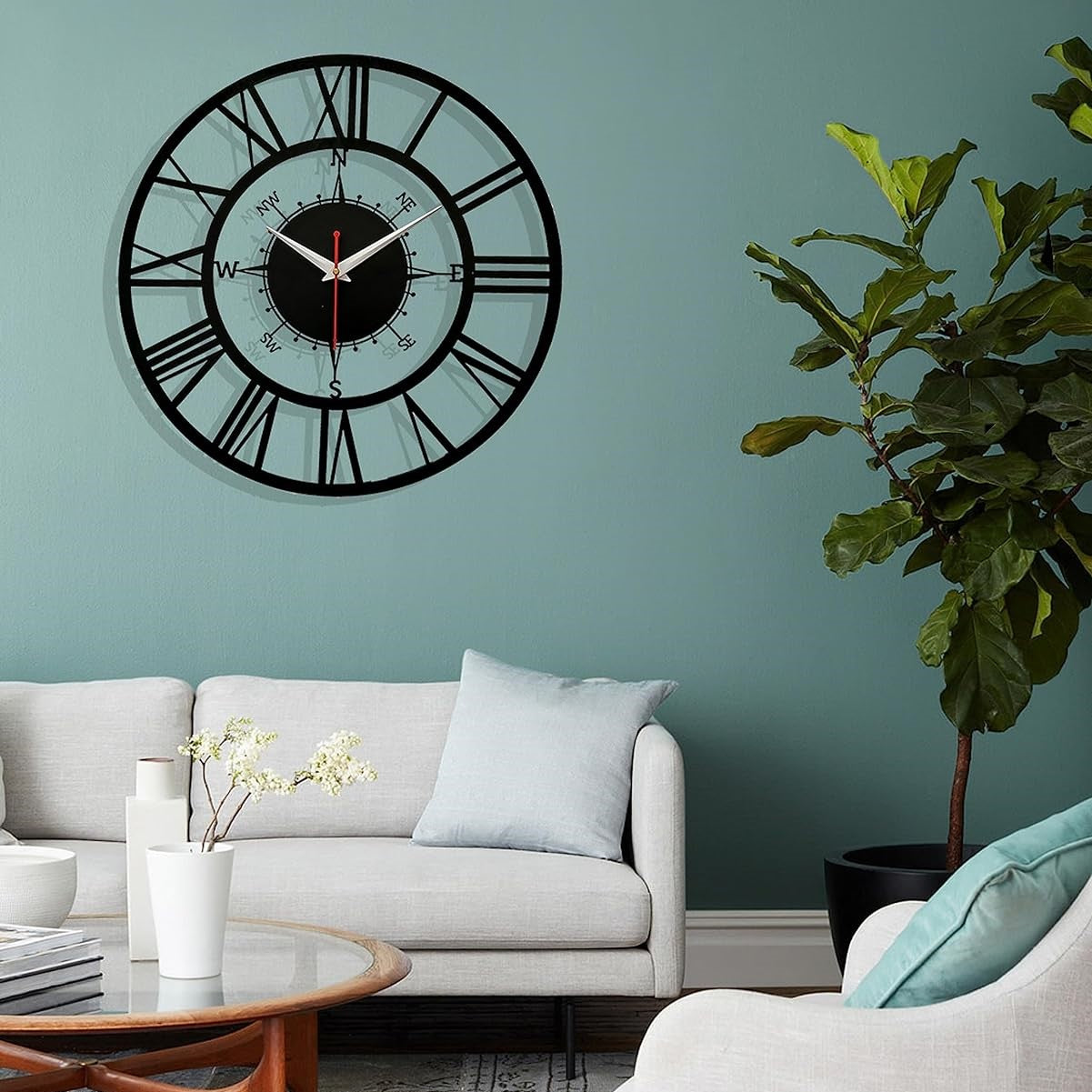 Mechanical Direction Metal Wall Clock - 20 inch