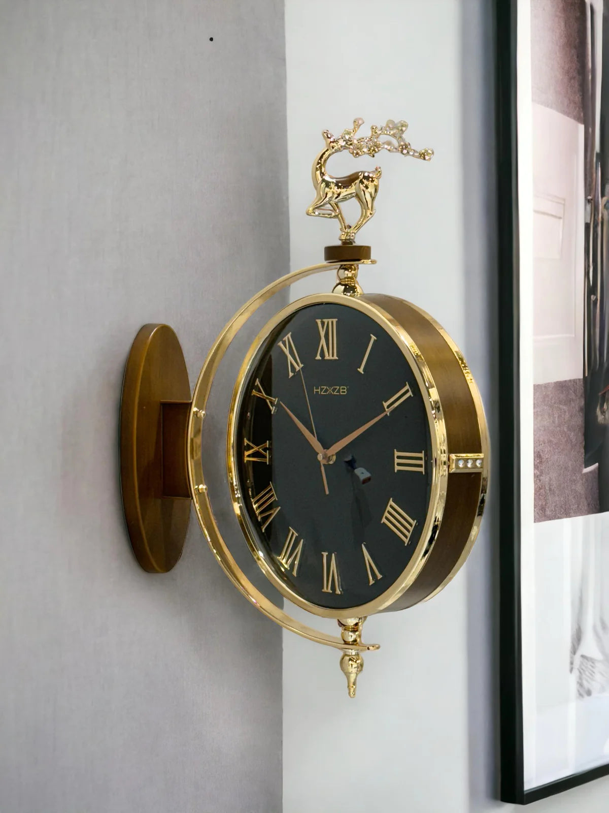 Luxury Deer Double Sided Retro Wall Clock