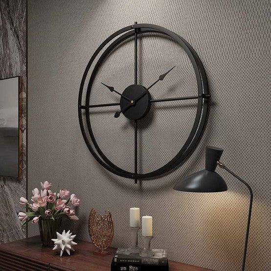 Vintage Black Round Metal Wall Clock