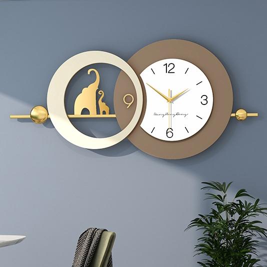 Luxury Elephant Family Limited Edition Wall Clock [31x15 Inch]