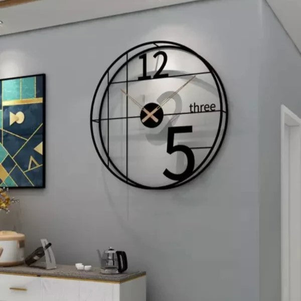 Attractive Metal Wall Clock - Black