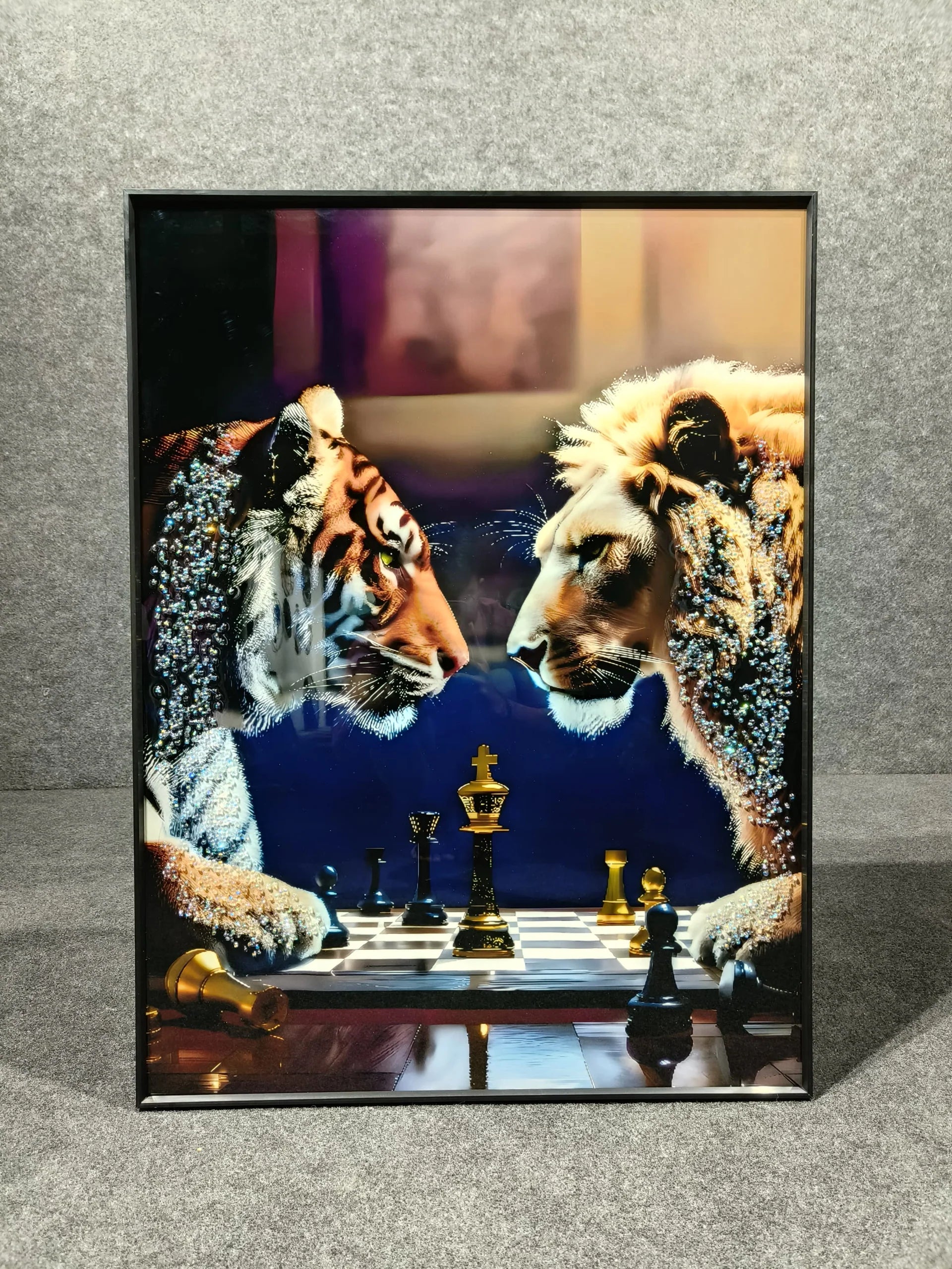 Wild Cats Crystal Glass Painting [31x24 Inch]