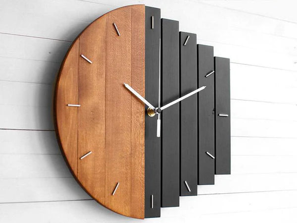 Luxury Wooden & Black Wall Clock [12x12 Inch]