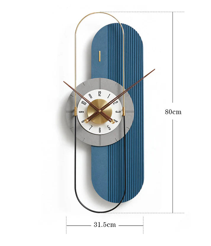 Luxury Blue Eco-Fibre and Metal Limited Edition Wall Clock [32x13 Inch]