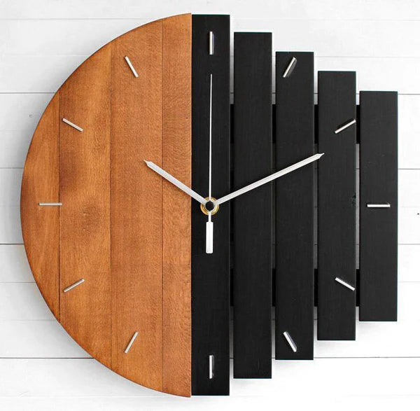 Luxury Wooden & Black Wall Clock [12x12 Inch]