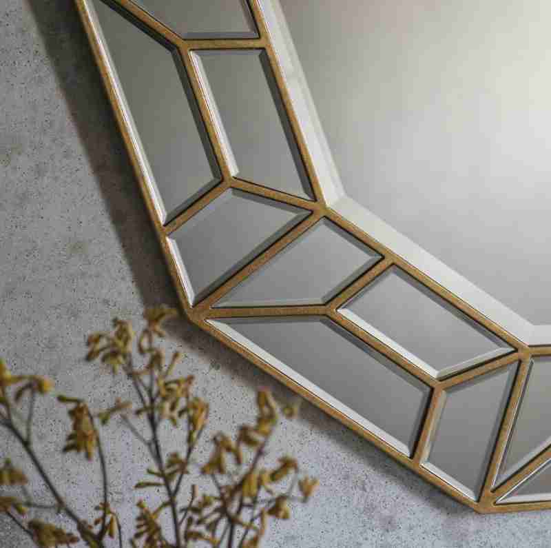 Octagonal Gold Wall Mirror [24 inch]