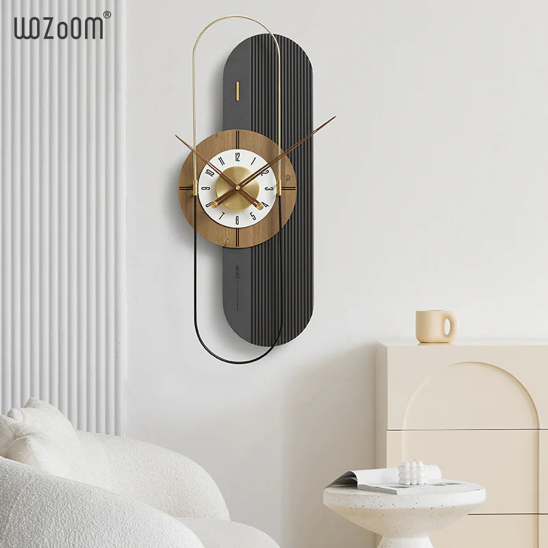 Luxury Grey Eco-Fibre and Metal Limited Edition Wall Clock [32x13 Inch]