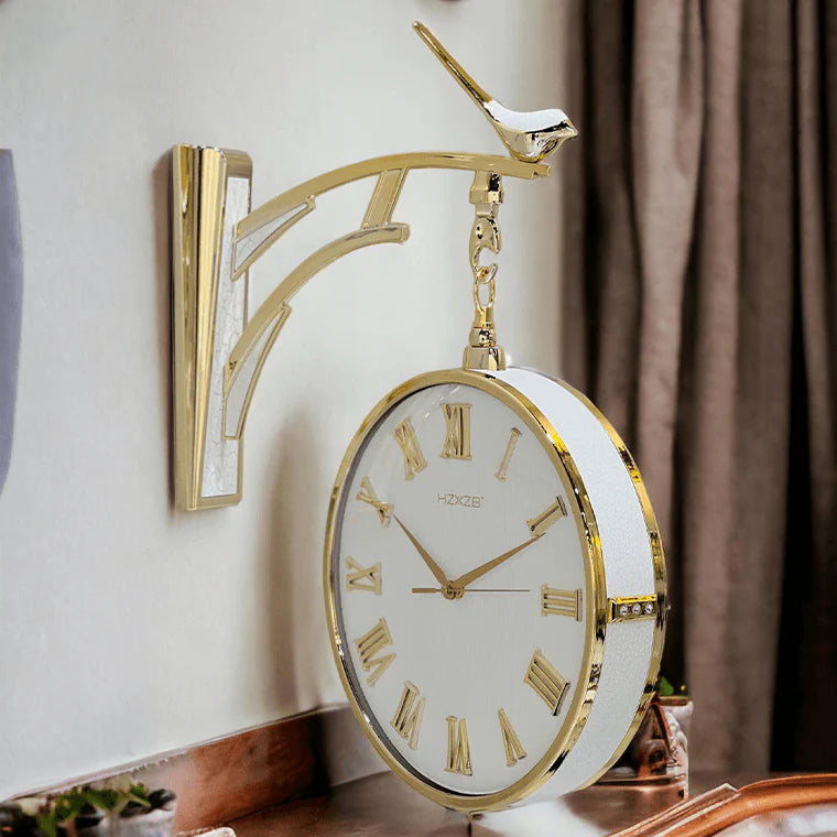 Luxury White Bird Double Sided Retro Wall Clock