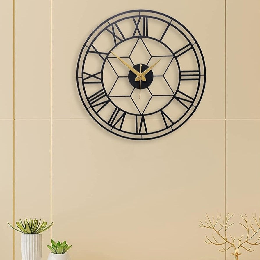 Star Roman Metal Wall Clock