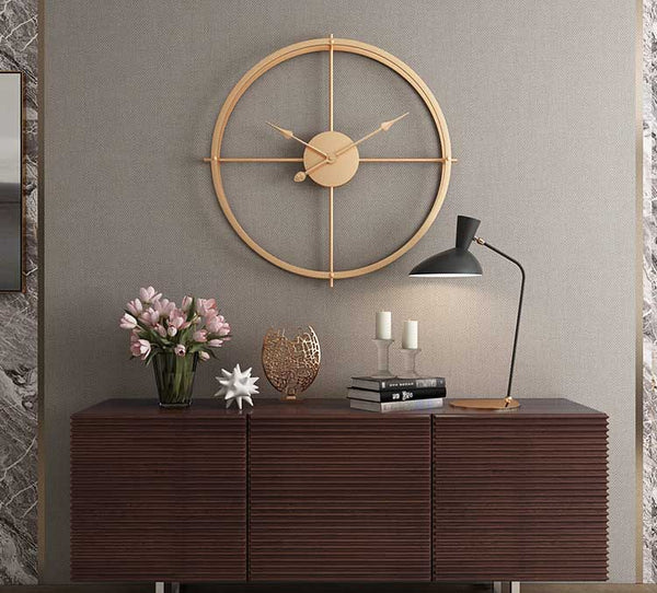 Vintage Gold Round Metal Wall Clock