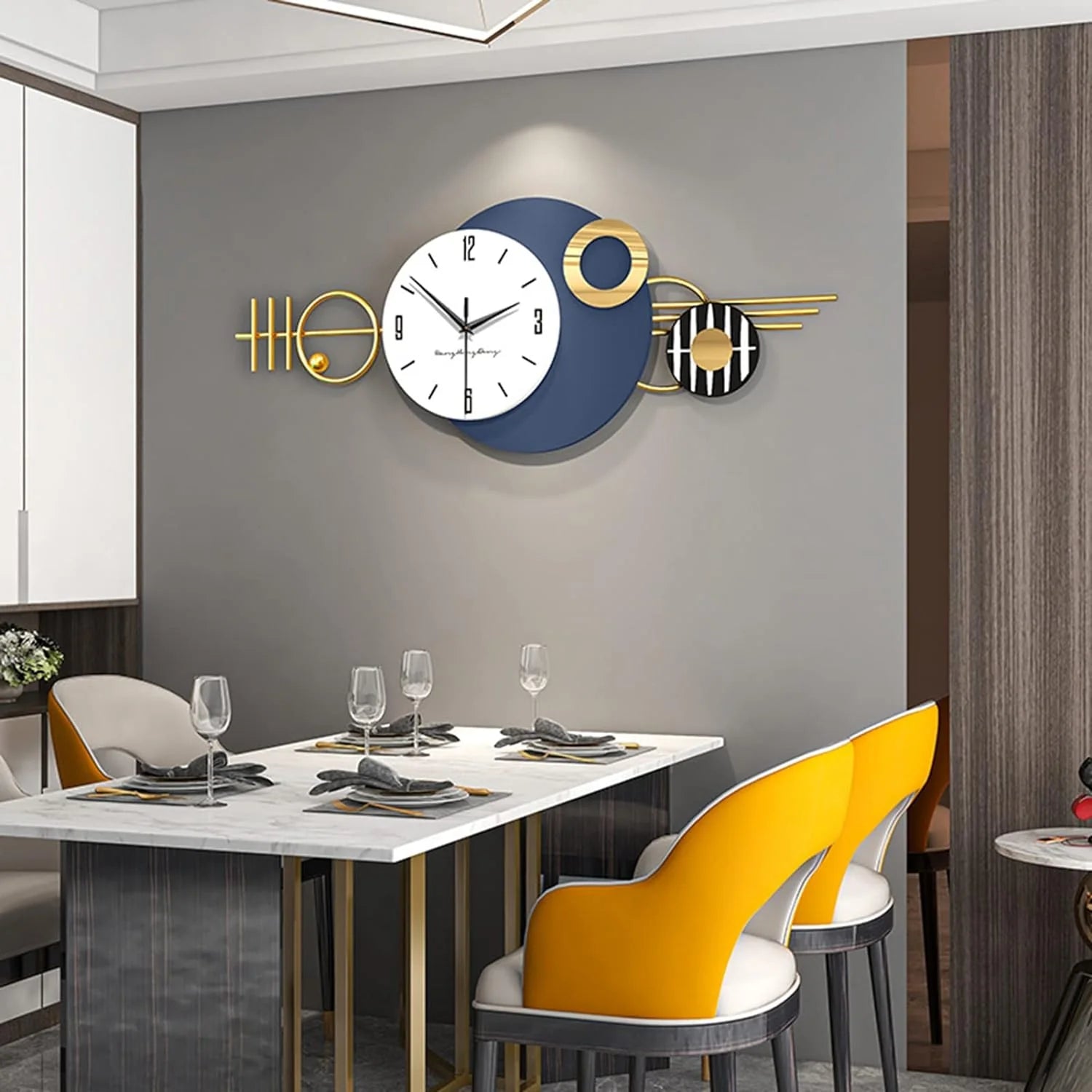 Luxury Blue and Gold Limited Edition Wall Clock [32x12 Inch]