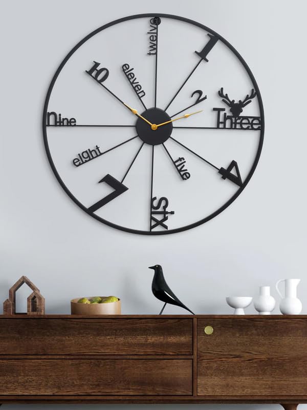 Nordic Black Deer Metal Wall Clock