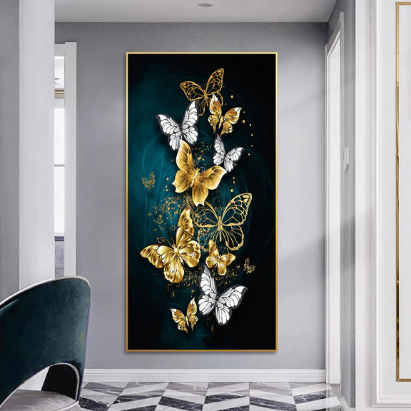 Dancing Butterfly Crystal Glass Painting [24x32 Inch]