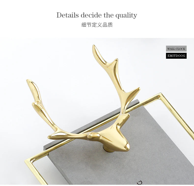 Luxury Grey and Black with Golden Deer Limited Edition Wall Clock [30x7 Inch]