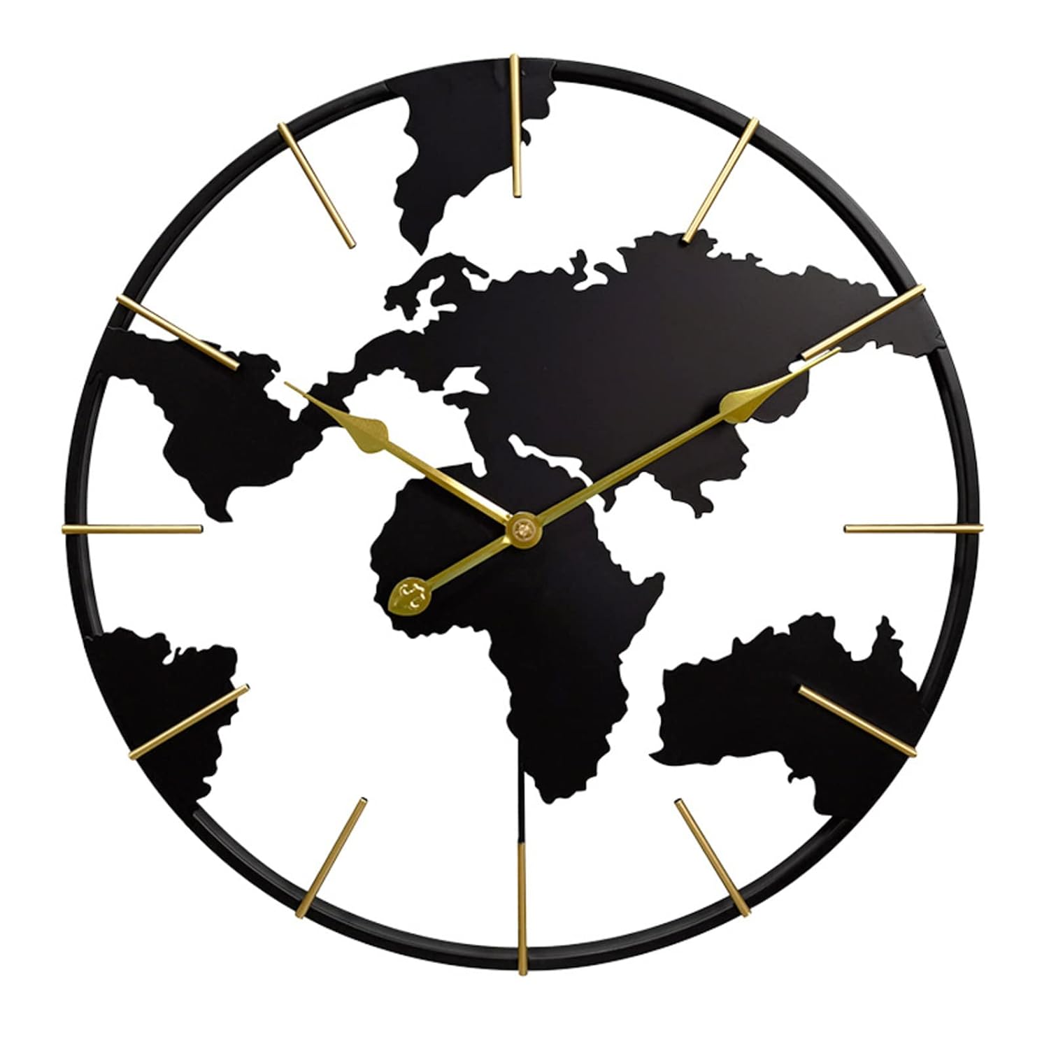 World Map Unique Metal Wall Clock