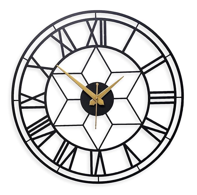 Star Roman Metal Wall Clock