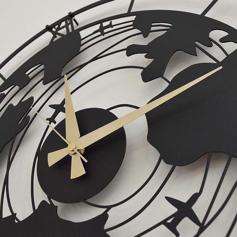 World Map Elegant Metal Wall Clock