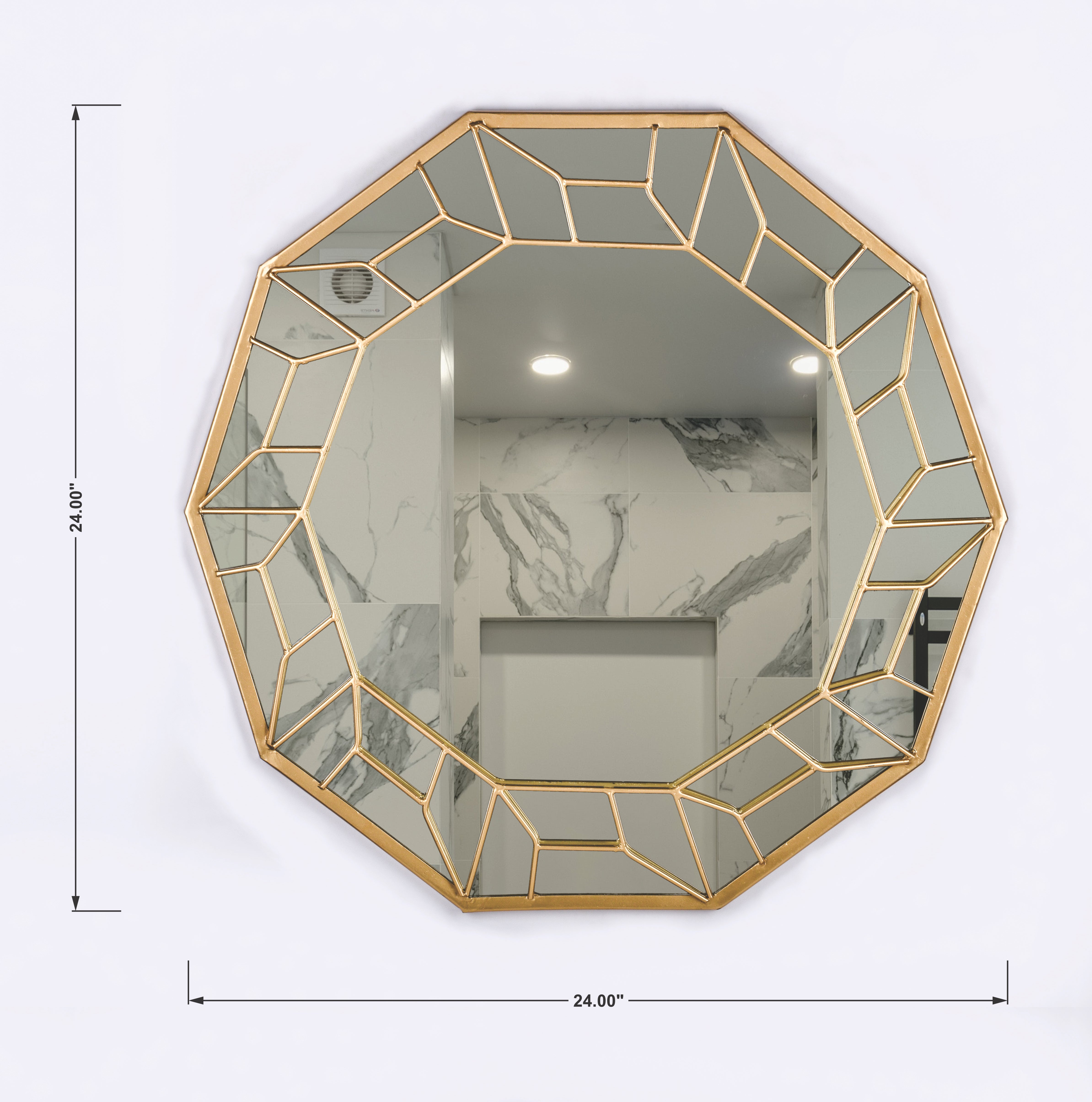 Octagonal Gold Wall Mirror [24 inch]